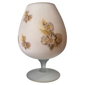 Vintage C-1960s Italian Murano Opaline satin glass hand-painted‎ XL goblet